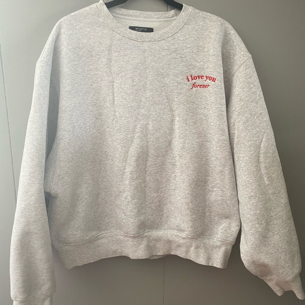 Brunette the Label heathered grey crew neck CROPPED sweatshirt XL/XXL NWOT